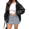 imageCaracilia Womens Oversized Leather Jacket Faux Suede Motorcycle Coat 2025 Fall Fashion Outfits Winter ClothesBlack