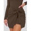 imageCaracilia Women Long Sleeve Tennis Dress 2025 Fall Bodycon Tie Waist Romper Skorts Athletic Mini Dresses Built in ShortsCoffee