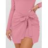 imageCaracilia Women Long Sleeve Tennis Dress 2025 Fall Bodycon Tie Waist Romper Skorts Athletic Mini Dresses Built in ShortsCoral