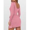imageCaracilia Women Long Sleeve Tennis Dress 2025 Fall Bodycon Tie Waist Romper Skorts Athletic Mini Dresses Built in ShortsCoral