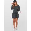 imageCaracilia Women Long Sleeve Tennis Dress 2025 Fall Bodycon Tie Waist Romper Skorts Athletic Mini Dresses Built in ShortsDeep Grey