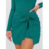 imageCaracilia Women Long Sleeve Tennis Dress 2025 Fall Bodycon Tie Waist Romper Skorts Athletic Mini Dresses Built in ShortsGrey Green