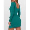 imageCaracilia Women Long Sleeve Tennis Dress 2025 Fall Bodycon Tie Waist Romper Skorts Athletic Mini Dresses Built in ShortsGrey Green