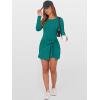 imageCaracilia Women Long Sleeve Tennis Dress 2025 Fall Bodycon Tie Waist Romper Skorts Athletic Mini Dresses Built in ShortsGrey Green