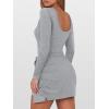 imageCaracilia Women Long Sleeve Tennis Dress 2025 Fall Bodycon Tie Waist Romper Skorts Athletic Mini Dresses Built in ShortsLight Grey
