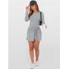 imageCaracilia Women Long Sleeve Tennis Dress 2025 Fall Bodycon Tie Waist Romper Skorts Athletic Mini Dresses Built in ShortsLight Grey