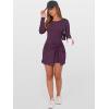 imageCaracilia Women Long Sleeve Tennis Dress 2025 Fall Bodycon Tie Waist Romper Skorts Athletic Mini Dresses Built in ShortsPurple Red