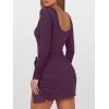 imageCaracilia Women Long Sleeve Tennis Dress 2025 Fall Bodycon Tie Waist Romper Skorts Athletic Mini Dresses Built in ShortsPurple Red