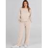 imageCaracilia Womens 2 Piece Outfits Sweatsuit Fall Crewneck Sweatshirts Wide Leg Pants Lounge Matching Sweat Sets TracksuitAlmond