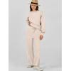 imageCaracilia Womens 2 Piece Outfits Sweatsuit Fall Crewneck Sweatshirts Wide Leg Pants Lounge Matching Sweat Sets TracksuitAlmond