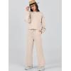 imageCaracilia Womens 2 Piece Outfits Sweatsuit Fall Crewneck Sweatshirts Wide Leg Pants Lounge Matching Sweat Sets TracksuitAlmond