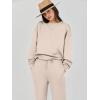 imageCaracilia Womens 2 Piece Outfits Sweatsuit Fall Crewneck Sweatshirts Wide Leg Pants Lounge Matching Sweat Sets TracksuitAlmond