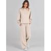 imageCaracilia Womens 2 Piece Outfits Sweatsuit Fall Crewneck Sweatshirts Wide Leg Pants Lounge Matching Sweat Sets TracksuitAlmond