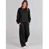 imageCaracilia Womens 2 Piece Outfits Sweatsuit Fall Crewneck Sweatshirts Wide Leg Pants Lounge Matching Sweat Sets TracksuitBlack