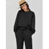 imageCaracilia Womens 2 Piece Outfits Sweatsuit Fall Crewneck Sweatshirts Wide Leg Pants Lounge Matching Sweat Sets TracksuitBlack