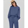 imageCaracilia Womens 2 Piece Outfits Sweatsuit Fall Crewneck Sweatshirts Wide Leg Pants Lounge Matching Sweat Sets TracksuitBlue