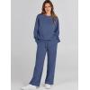 imageCaracilia Womens 2 Piece Outfits Sweatsuit Fall Crewneck Sweatshirts Wide Leg Pants Lounge Matching Sweat Sets TracksuitBlue