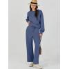 imageCaracilia Womens 2 Piece Outfits Sweatsuit Fall Crewneck Sweatshirts Wide Leg Pants Lounge Matching Sweat Sets TracksuitBlue