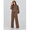 imageCaracilia Womens 2 Piece Outfits Sweatsuit Fall Crewneck Sweatshirts Wide Leg Pants Lounge Matching Sweat Sets TracksuitBrown
