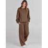 imageCaracilia Womens 2 Piece Outfits Sweatsuit Fall Crewneck Sweatshirts Wide Leg Pants Lounge Matching Sweat Sets TracksuitBrown