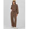 imageCaracilia Womens 2 Piece Outfits Sweatsuit Fall Crewneck Sweatshirts Wide Leg Pants Lounge Matching Sweat Sets TracksuitBrown