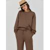 imageCaracilia Womens 2 Piece Outfits Sweatsuit Fall Crewneck Sweatshirts Wide Leg Pants Lounge Matching Sweat Sets TracksuitBrown