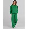 imageCaracilia Womens 2 Piece Outfits Sweatsuit Fall Crewneck Sweatshirts Wide Leg Pants Lounge Matching Sweat Sets TracksuitGreen