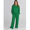 imageCaracilia Womens 2 Piece Outfits Sweatsuit Fall Crewneck Sweatshirts Wide Leg Pants Lounge Matching Sweat Sets TracksuitGreen