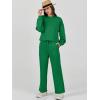 imageCaracilia Womens 2 Piece Outfits Sweatsuit Fall Crewneck Sweatshirts Wide Leg Pants Lounge Matching Sweat Sets TracksuitGreen