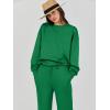 imageCaracilia Womens 2 Piece Outfits Sweatsuit Fall Crewneck Sweatshirts Wide Leg Pants Lounge Matching Sweat Sets TracksuitGreen