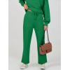 imageCaracilia Womens 2 Piece Outfits Sweatsuit Fall Crewneck Sweatshirts Wide Leg Pants Lounge Matching Sweat Sets TracksuitGreen