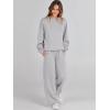 imageCaracilia Womens 2 Piece Outfits Sweatsuit Fall Crewneck Sweatshirts Wide Leg Pants Lounge Matching Sweat Sets TracksuitGrey