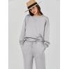 imageCaracilia Womens 2 Piece Outfits Sweatsuit Fall Crewneck Sweatshirts Wide Leg Pants Lounge Matching Sweat Sets TracksuitGrey