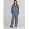 imageCaracilia Womens 2 Piece Outfits Sweatsuit Fall Crewneck Sweatshirts Wide Leg Pants Lounge Matching Sweat Sets TracksuitGrey Blue