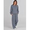 imageCaracilia Womens 2 Piece Outfits Sweatsuit Fall Crewneck Sweatshirts Wide Leg Pants Lounge Matching Sweat Sets TracksuitGrey Blue