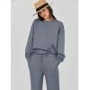 imageCaracilia Womens 2 Piece Outfits Sweatsuit Fall Crewneck Sweatshirts Wide Leg Pants Lounge Matching Sweat Sets TracksuitGrey Blue