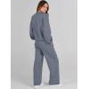 imageCaracilia Womens 2 Piece Outfits Sweatsuit Fall Crewneck Sweatshirts Wide Leg Pants Lounge Matching Sweat Sets TracksuitGrey Blue