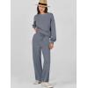 imageCaracilia Womens 2 Piece Outfits Sweatsuit Fall Crewneck Sweatshirts Wide Leg Pants Lounge Matching Sweat Sets TracksuitGrey Blue