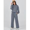 imageCaracilia Womens 2 Piece Outfits Sweatsuit Fall Crewneck Sweatshirts Wide Leg Pants Lounge Matching Sweat Sets TracksuitGrey Blue