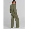 imageCaracilia Womens 2 Piece Outfits Sweatsuit Fall Crewneck Sweatshirts Wide Leg Pants Lounge Matching Sweat Sets TracksuitGrey Green