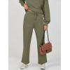 imageCaracilia Womens 2 Piece Outfits Sweatsuit Fall Crewneck Sweatshirts Wide Leg Pants Lounge Matching Sweat Sets TracksuitGrey Green