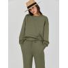 imageCaracilia Womens 2 Piece Outfits Sweatsuit Fall Crewneck Sweatshirts Wide Leg Pants Lounge Matching Sweat Sets TracksuitGrey Green