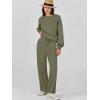 imageCaracilia Womens 2 Piece Outfits Sweatsuit Fall Crewneck Sweatshirts Wide Leg Pants Lounge Matching Sweat Sets TracksuitGrey Green
