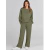 imageCaracilia Womens 2 Piece Outfits Sweatsuit Fall Crewneck Sweatshirts Wide Leg Pants Lounge Matching Sweat Sets TracksuitGrey Green