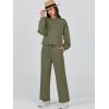 imageCaracilia Womens 2 Piece Outfits Sweatsuit Fall Crewneck Sweatshirts Wide Leg Pants Lounge Matching Sweat Sets TracksuitGrey Green