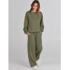 imageCaracilia Womens 2 Piece Outfits Sweatsuit Fall Crewneck Sweatshirts Wide Leg Pants Lounge Matching Sweat Sets TracksuitGrey Green