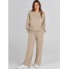 imageCaracilia Womens 2 Piece Outfits Sweatsuit Fall Crewneck Sweatshirts Wide Leg Pants Lounge Matching Sweat Sets TracksuitKhaki