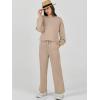 imageCaracilia Womens 2 Piece Outfits Sweatsuit Fall Crewneck Sweatshirts Wide Leg Pants Lounge Matching Sweat Sets TracksuitKhaki