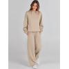 imageCaracilia Womens 2 Piece Outfits Sweatsuit Fall Crewneck Sweatshirts Wide Leg Pants Lounge Matching Sweat Sets TracksuitKhaki