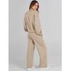 imageCaracilia Womens 2 Piece Outfits Sweatsuit Fall Crewneck Sweatshirts Wide Leg Pants Lounge Matching Sweat Sets TracksuitKhaki